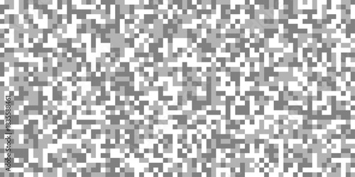 Censorship blurred pixels effect for gray and white squares digital pixelated patterns, horizontal pixelated bar in grayscale censorship effect grey mosaic different shades isolated background.
