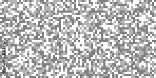 Censorship blurred pixels effect for gray and white squares digital pixelated patterns, horizontal pixelated bar in grayscale censorship effect grey mosaic different shades isolated background.