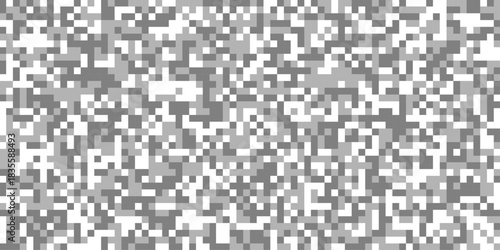 Censorship blurred pixels effect for gray and white squares digital pixelated patterns, horizontal pixelated bar in grayscale censorship effect grey mosaic different shades isolated background.