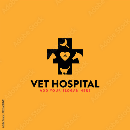 veterinary vet pet logo design vector