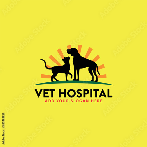 veterinary vet pet logo design vector