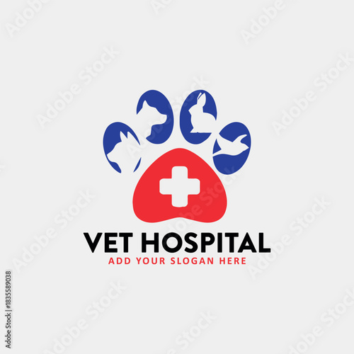 veterinary vet pet logo design vector