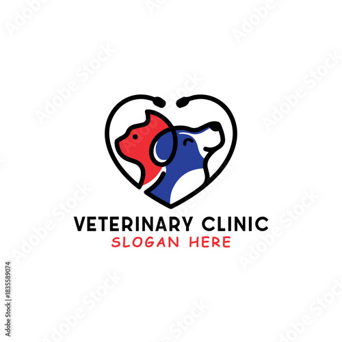 veterinary vet pet logo design vector