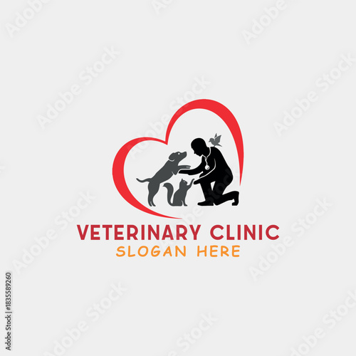 veterinary vet pet logo design vector
