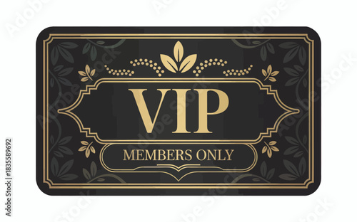 Exclusive VIP Members Only Access Pass in Luxurious Gold and Black Design Invitation or Club Card