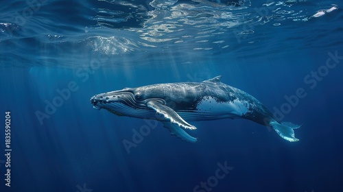 Wallpaper Mural Humpback Whale Collection: Assorted Humpback Whale Shots (Close-Ups, Breeching, Gliding, Swimming) in Ocean Settings (Clear Blue Water, Sunset Skies, Deep Dark Seas) for Marine Wildlife, Nature, and A Torontodigital.ca