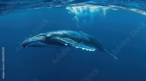 Wallpaper Mural Humpback Whale Collection: Assorted Humpback Whale Shots (Close-Ups, Breeching, Gliding, Swimming) in Ocean Settings (Clear Blue Water, Sunset Skies, Deep Dark Seas) for Marine Wildlife, Nature, and A Torontodigital.ca