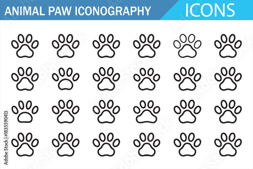 Animal Footprint Outline Symbols for Tracking and Nature