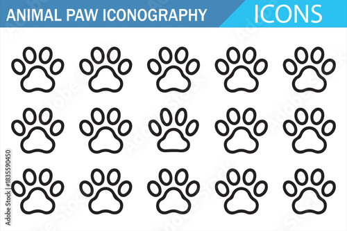 Pet and Wild Animal Paw Outline Icon Collection