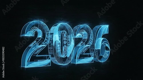 2026 Digital Technology Future Neon Glitch Hologram