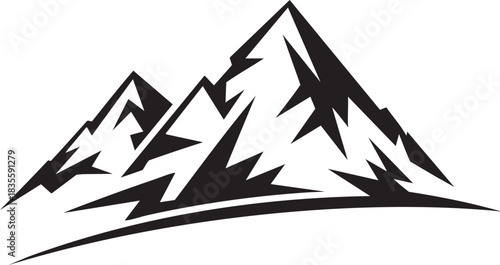 Minimalist Mountain Range Illustration in Black and White Vector Design