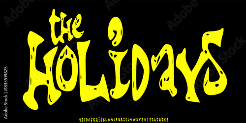 Alphabet Original Handwritten Art Work Font With Rough Texture, Grunge style, Uppercase and Number,Design for urban,movie,film,sport,clothing,band music.Vector illustration