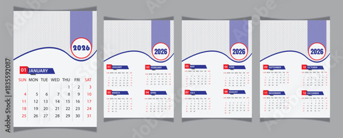 2026 monthly calendar pages with photo placeholder and modern design