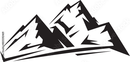 Striking minimalist mountain range design perfect for outdoor adventure themes
