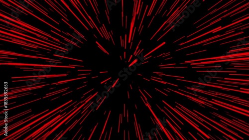 Hyperspace Jump with red Warp Speed Visual Animation of a stunning space themed background and shining starburst in a seamless loop 