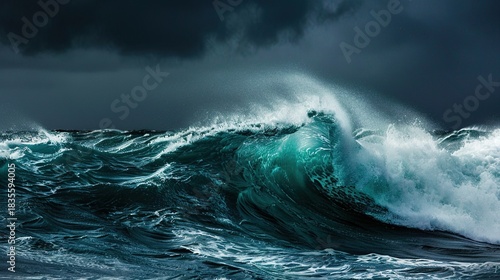 Serene Night Beach Shoreline with Gentle Waves, Star-Dense Sky, and Milky Way Reflections; Calm Dark Blue Ocean Surface Glowing Under Moonlight, Gradient Sky Reflections; Massive Curling Ocean Waves