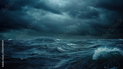 Serene Night Beach Shoreline with Gentle Waves, Star-Dense Sky, and Milky Way Reflections; Calm Dark Blue Ocean Surface Glowing Under Moonlight, Gradient Sky Reflections; Massive Curling Ocean Waves