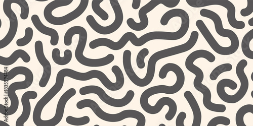 Bold Blue and Cream Abstract Geometric Seamless Pattern. Minimalist Greek Key or Tribal Maze Background.