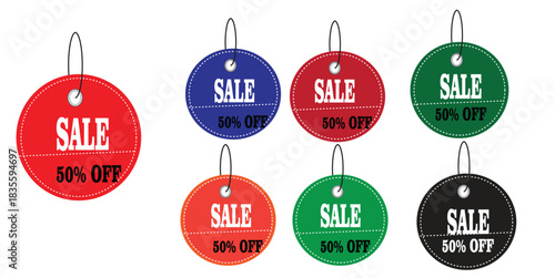 Sale Tags Collection – Discount Labels, New Arrival Badges, Price Tag Icons, Black and Red Promotional Stickers