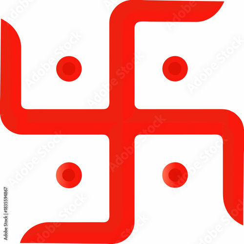 Red Hindu Swastik Symbol in Vector illustration