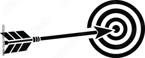 Marketing focus concept with bold accuracy arrow in simple silhouette art Vector illustration