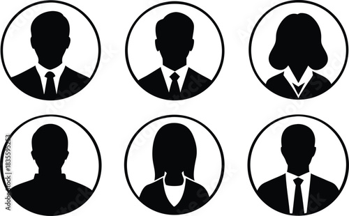 Collection of vector avatar profile icons rendered in clean silhouettes Vector illustration