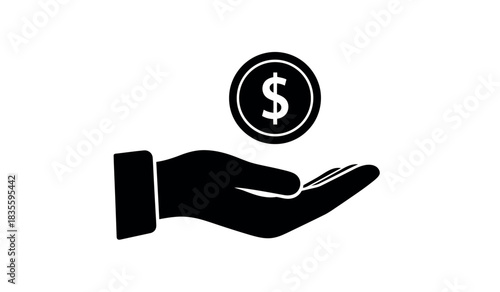 Hand holding coin money investment finance concept Vector illustration