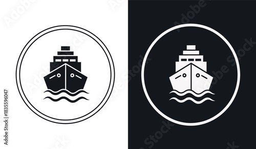Cruise ship vector icon in oval frame design Vector illustration