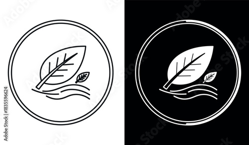 Organic natural leaf logo design on white and black Vector illustration
