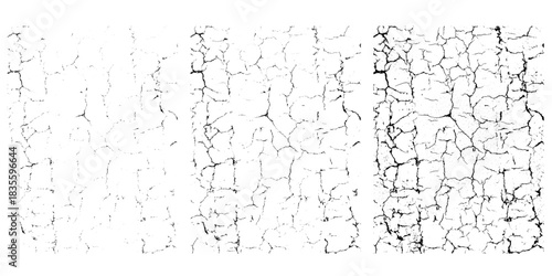 Vector natural surface texture set with various density. Crack ground overlays rectangular shape. Abstract grungy monochromatic backgrounds.