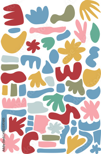 Pastel Abstract Shapes Wall Decals - Peel and Stick Organic Blobs - Modern Boho Nursery Wall Art & Playroom