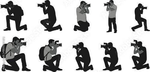 Vector illustration set of diverse people, couples, and families setting up colorful camping tents outdoors, symbolizing adventure, travel, and wilderness leisure activity.