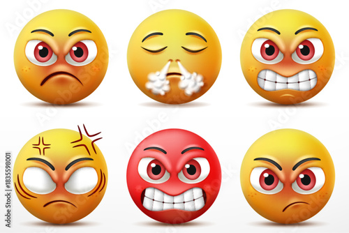 set of funny cartoon smileys