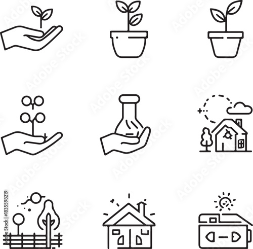 Eco Lifestyle Line Editable Icons set. Editable stroke. Vector illustration
