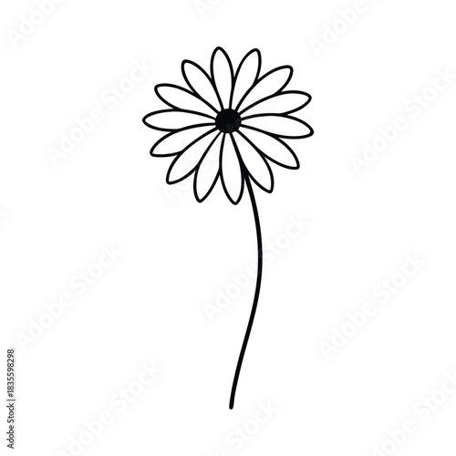 Daisy silhouette line art showcasing a modern minimal botanical floral design Vector illustration