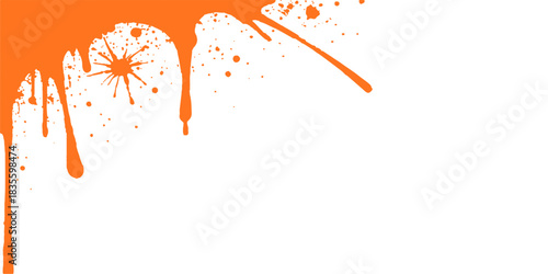 Abstract red ink splash and paint splatter texture with floral flower vector illustration on a grunge watercolor autumn background