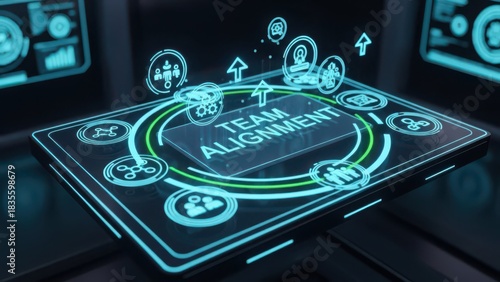 Team alignment concept modern glowing interface for business success