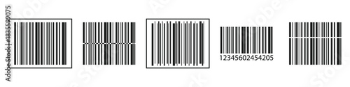 Barcode labels. Barcode icon. Code Stripes tag. QR Code labels. hide code