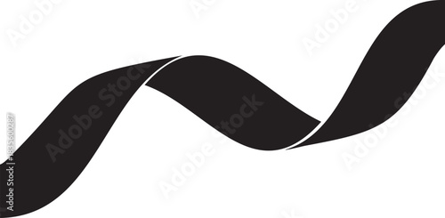 Abstract black ribbon flowing gracefully on white background for modern design
