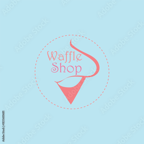 waffle shop logo design vector