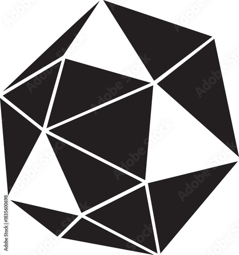 Abstract geometric sphere design in black and white modern style art