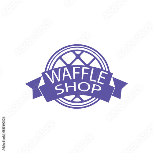 waffle shop logo design vector