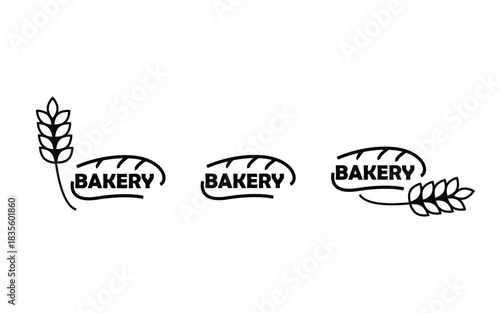 Bakery logo designs with wheat ears in minimalist style for branding and design