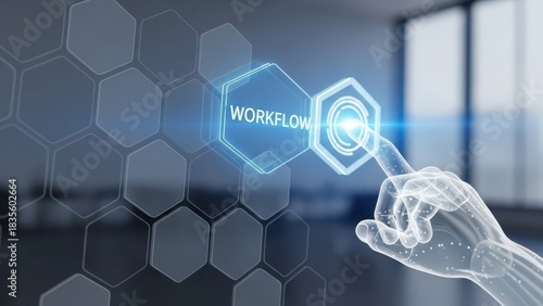 Abstract Workflow Automation with Digital Touch Technology Concept