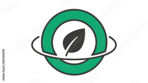 Sustainable payment icon with a leaf symbol. Minimalist hand-drawn vector illustration for green finance and eco-friendly business concepts