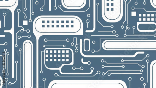 Seamless technology pattern of a circuit board. Abstract electronic schematic vector illustration. Modern digital hardware background design