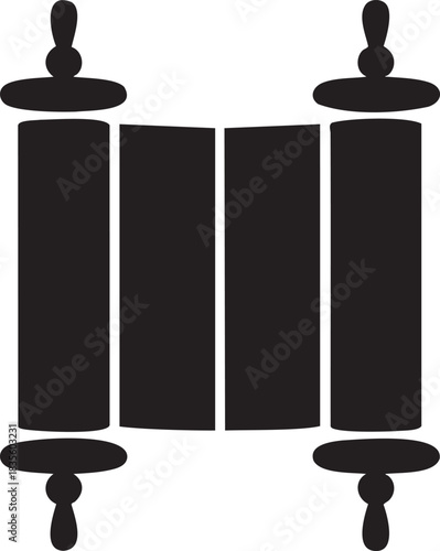 Black and white vector of an open Torah scroll symbol