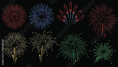 Fireworks Collection A Colorful Array of Explosive Celebration for Festive Events and New Year