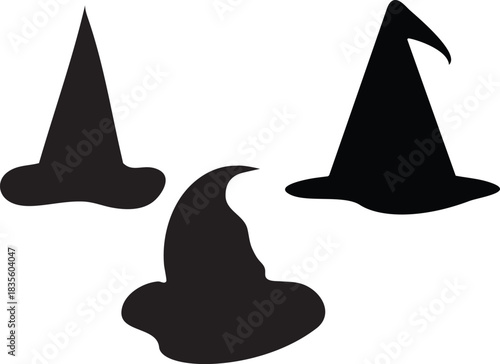  collection of black witch hat silhouettes