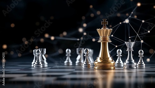 Wallpaper Mural Golden king chess piece standing out in formation on chess board game concept Torontodigital.ca